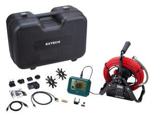 EXTECH - HDV750 Videoskop-Kit für Rohre mit 28 mm-Kamera, 30-m-Rohrleitungsspule und Sondenlängen-Ermittler